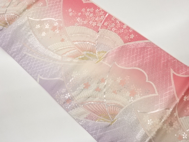 蝶に花模様織出し袋帯